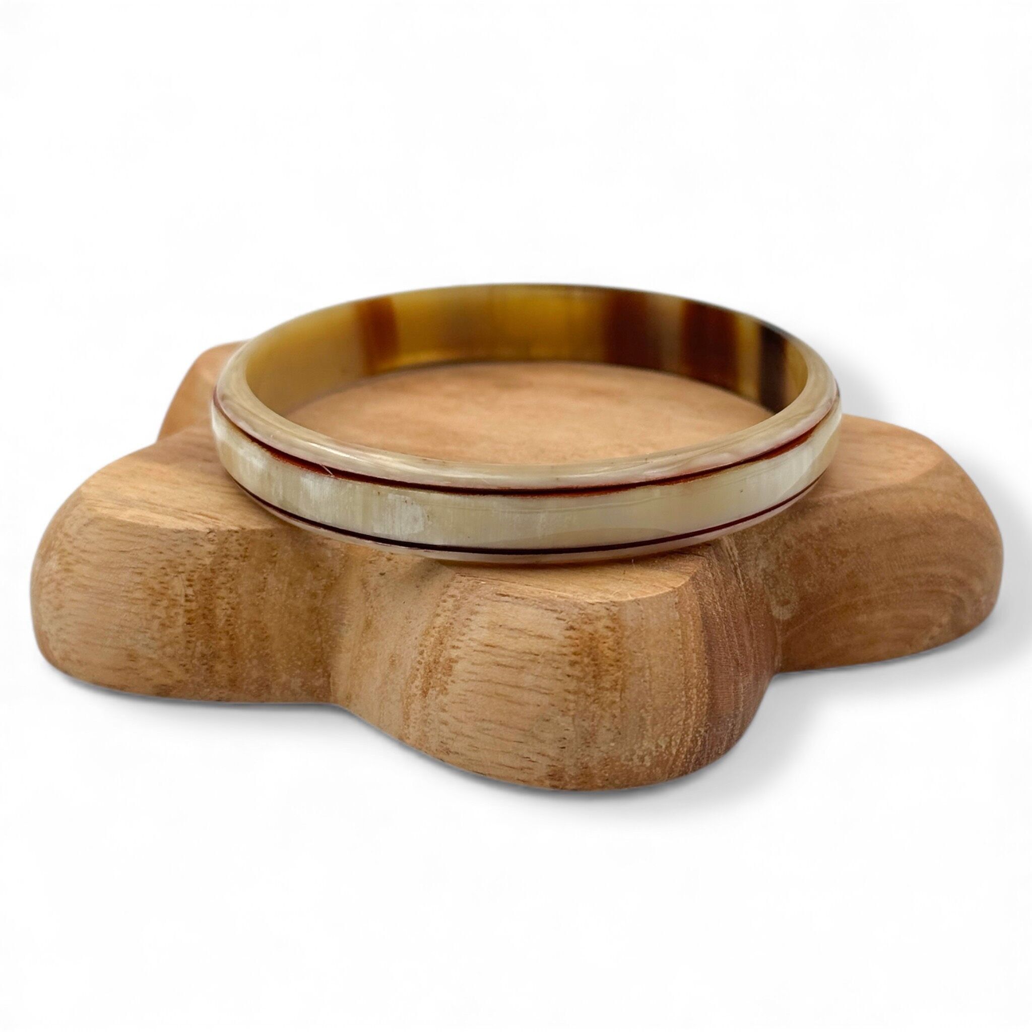 Corno di bufalo naturale e giunco ​​di terracotta 1 cm C77