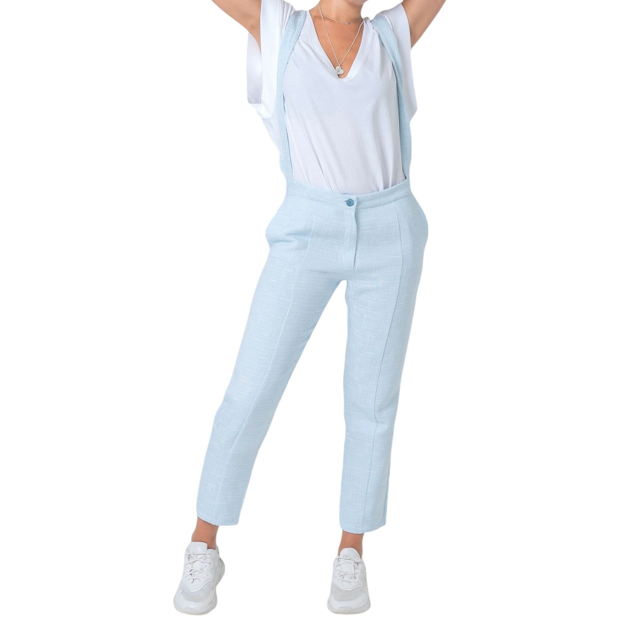 pantalones de tweed azul cielo