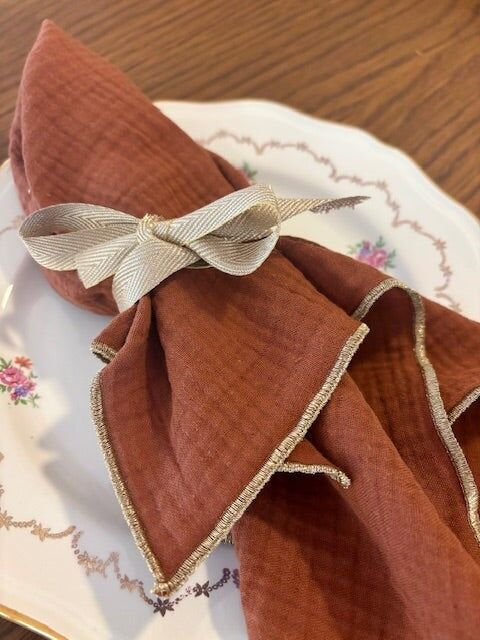 Set of 4 Napkins – Double Gauze Cotton – Toffee Brown – 40x40 cm