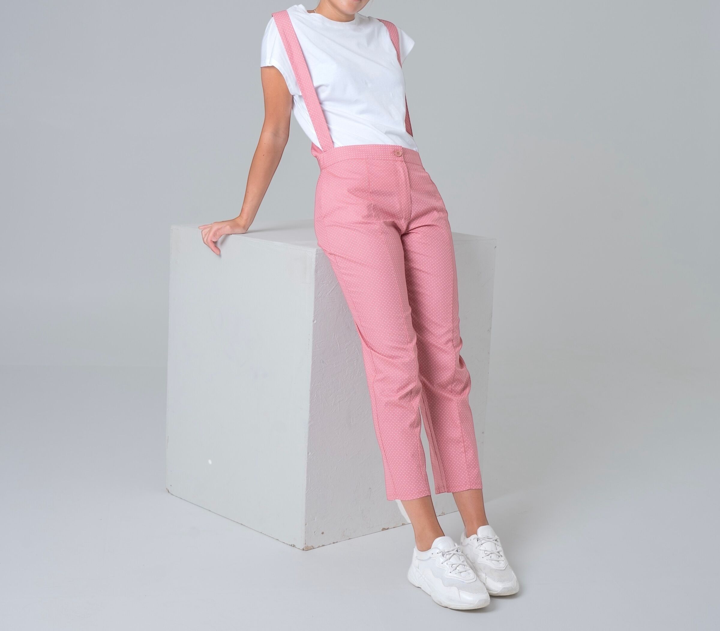 Pantaloni in popeline di cotone rosa