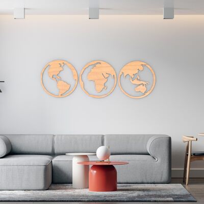 Globes 3 Piece Wood Wall Decoration, Home Décor, Wall Art