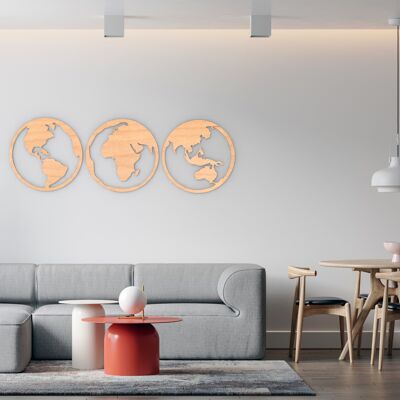 Globes 3 Piece Wood Wall Decoration, Home Décor, Wall Art