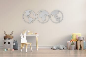 Globes 3 pièces décoration murale en bois, décoration de la maison, art mural 8