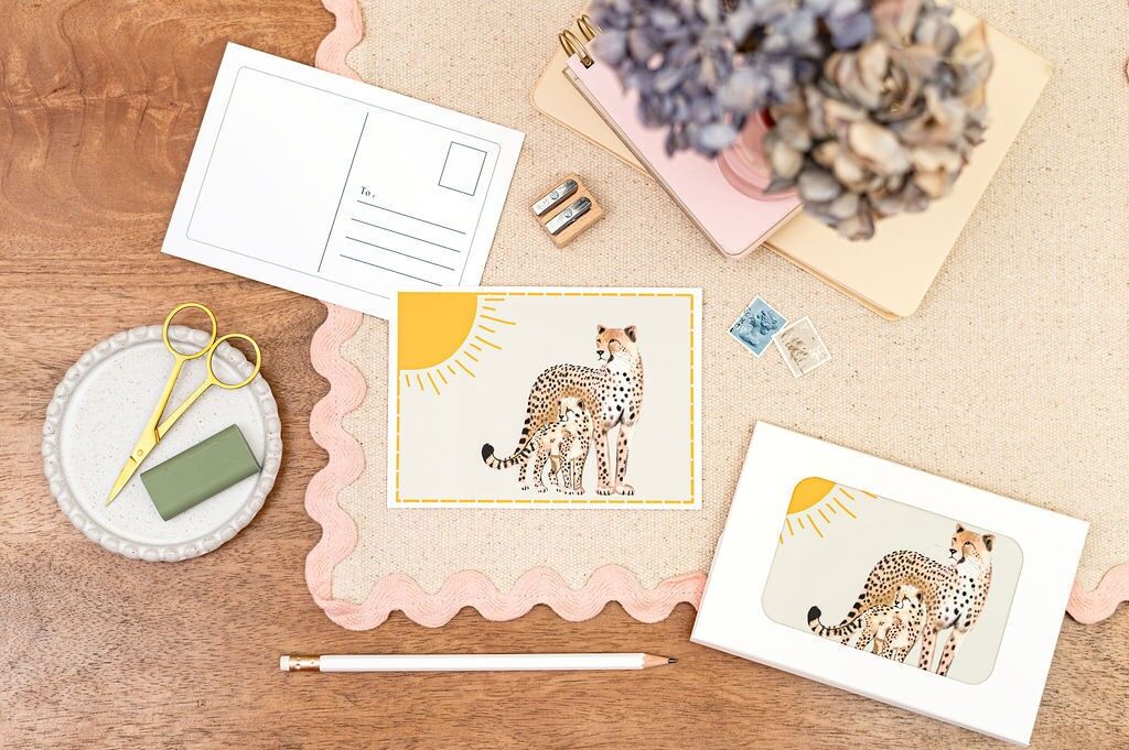 Set di cartoline, confezione da 8, formato A6 - Cartoline Cheetah