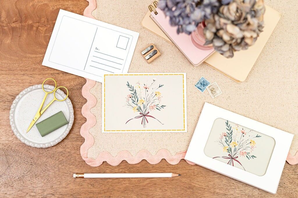 Set di cartoline, confezione da 8 - Bouquet floreale