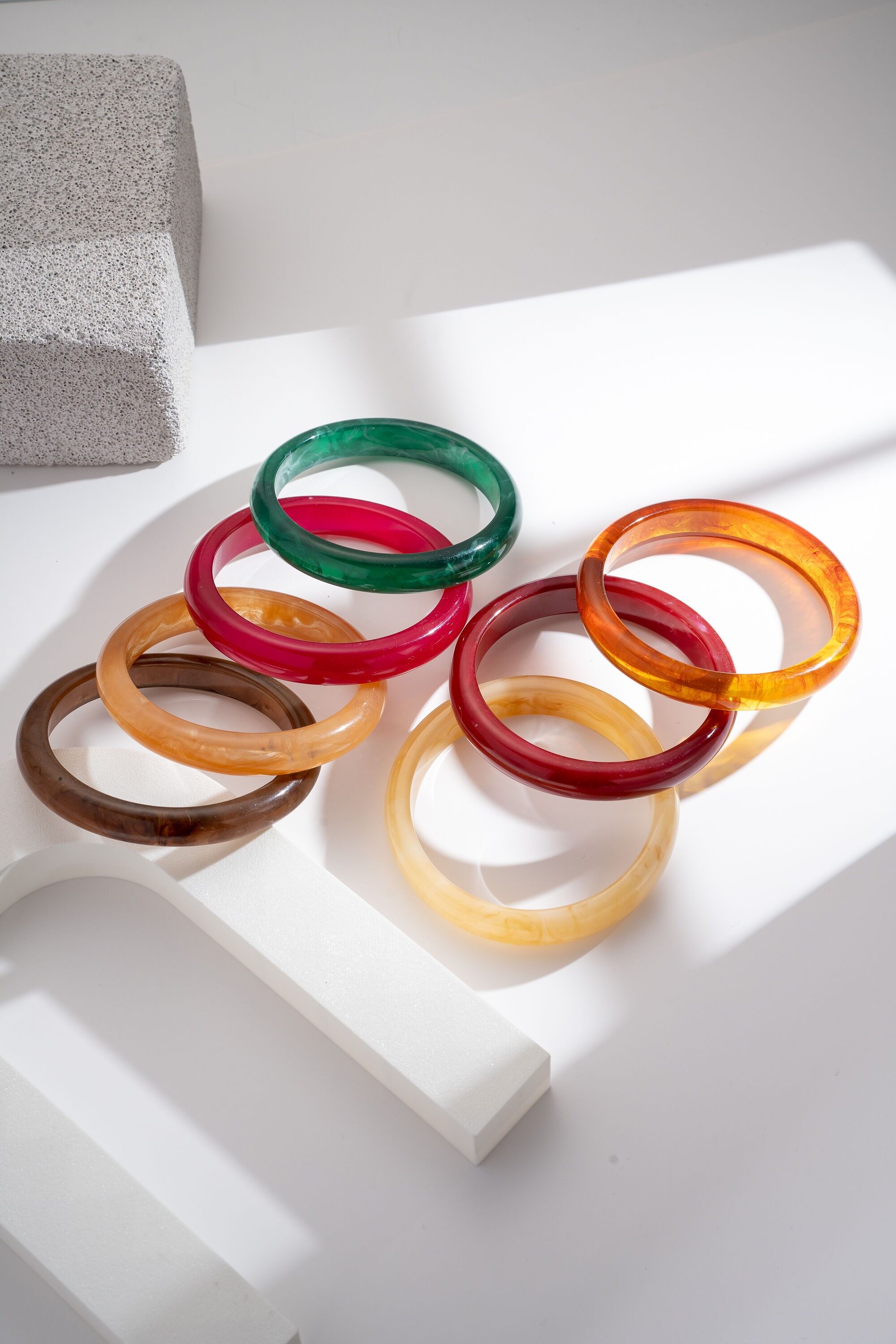Thin Marble Effect Resin Bangle — Chic, Lightweight Bracelet for Mixing and Matching