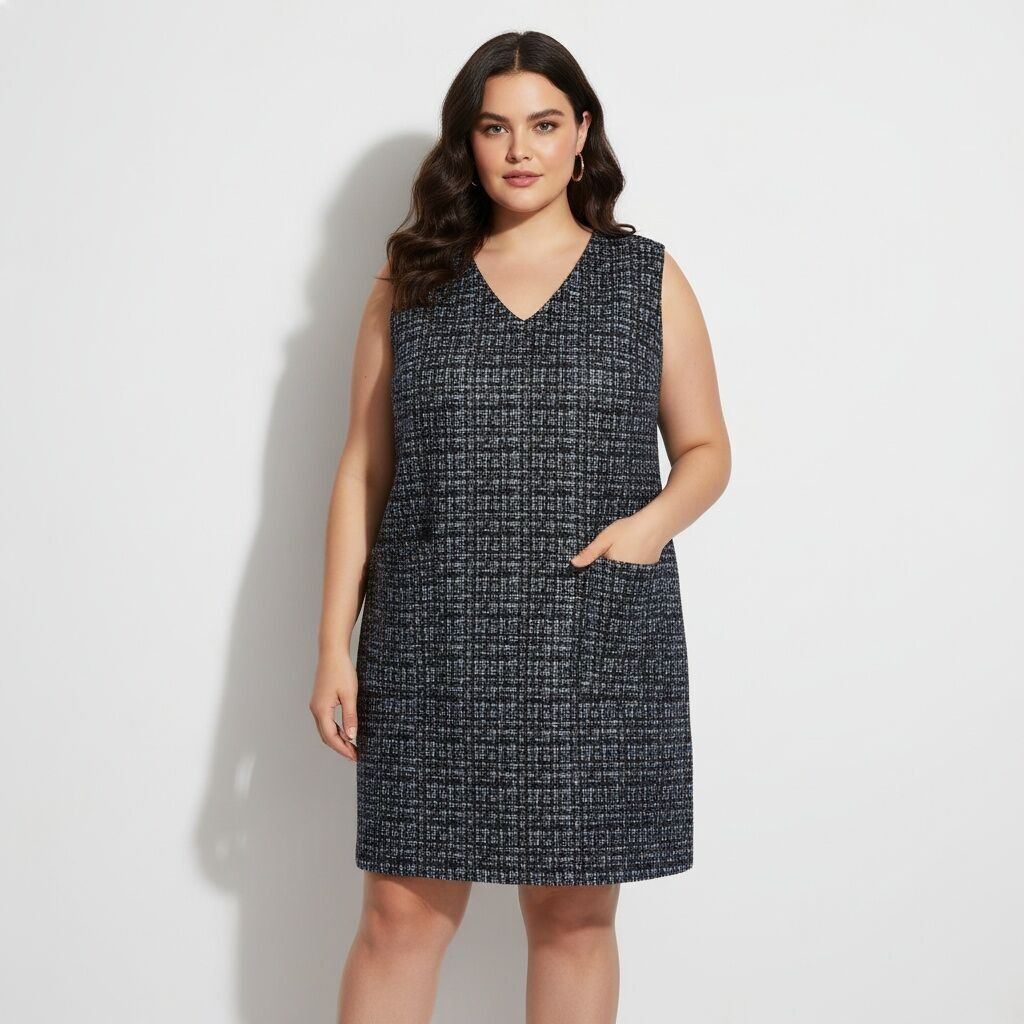 Robe en suédine grande taille imprimé bleu (C6127)