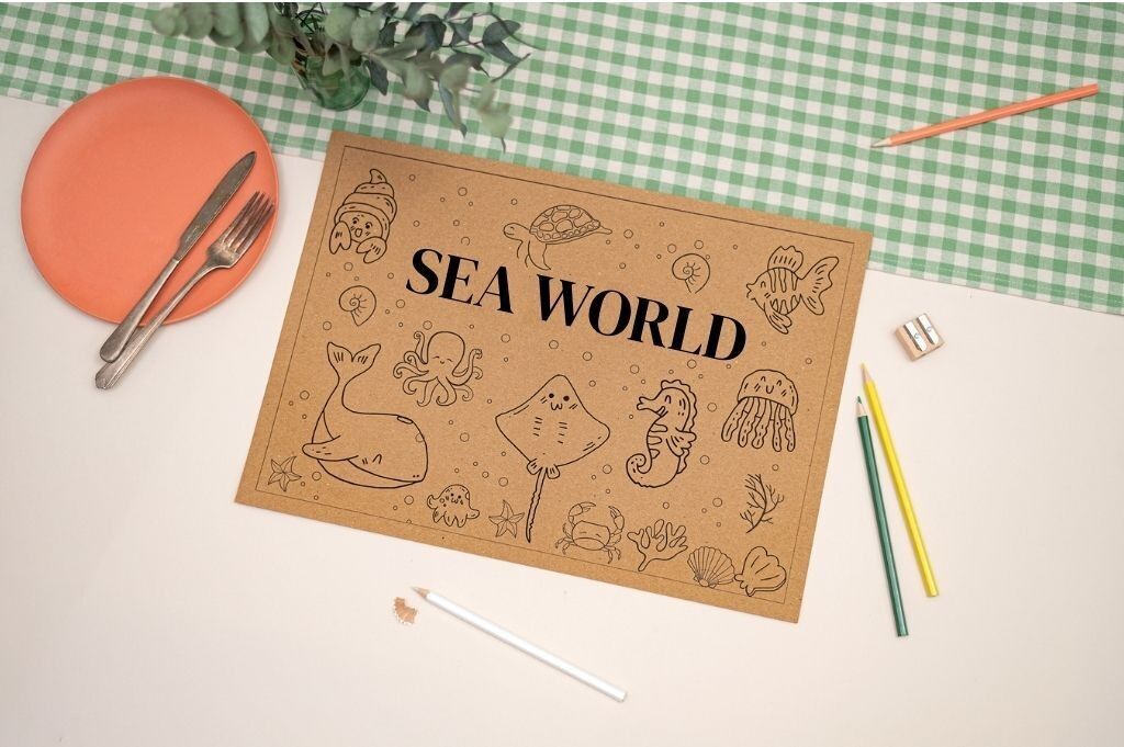 Hoja de papel kraft para colorear de SeaWorld Kids