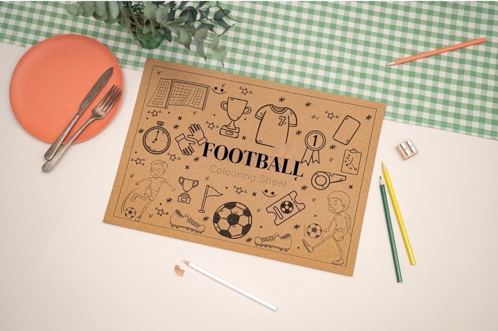 Tapete de actividades para niños de fútbol A4 con temática deportiva