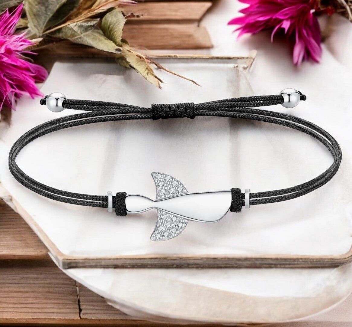 Bracciale "ANGEL" con cordino regolabile in argento a forma di angelo