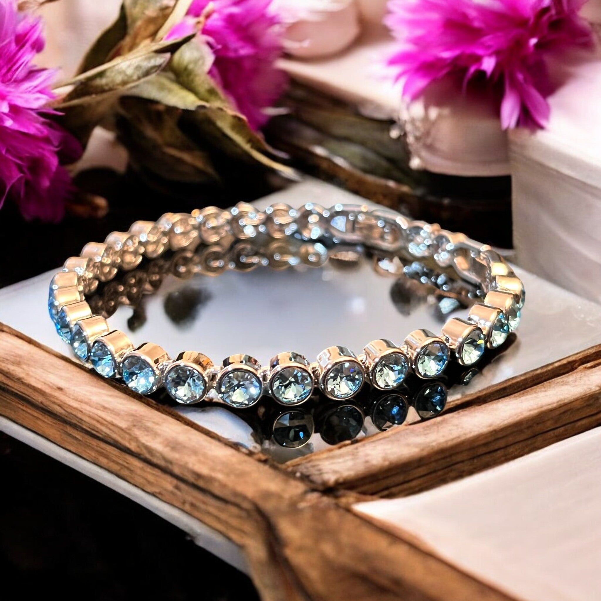 Bracciale “CRISTALIN” con strass di cristallo ceco blu