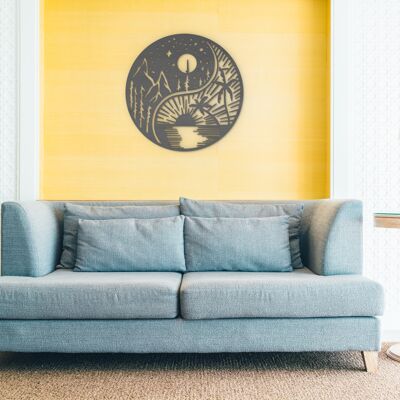 Arte de la pared de Yin Yang, decoración de la pared del sol, arte de la pared de la luna, decoración del hogar