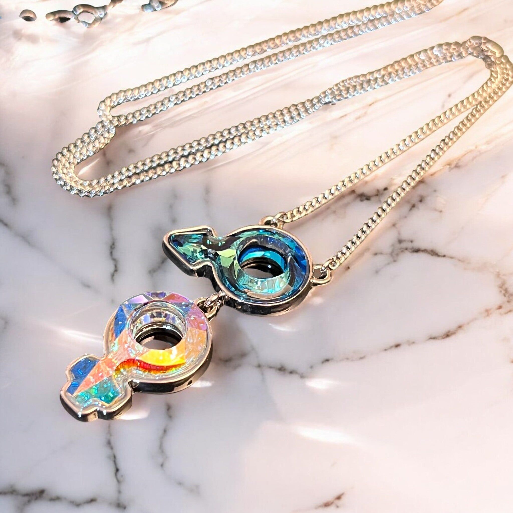 Ciondolo "CRISTAL 4", cristallo ceco argentato