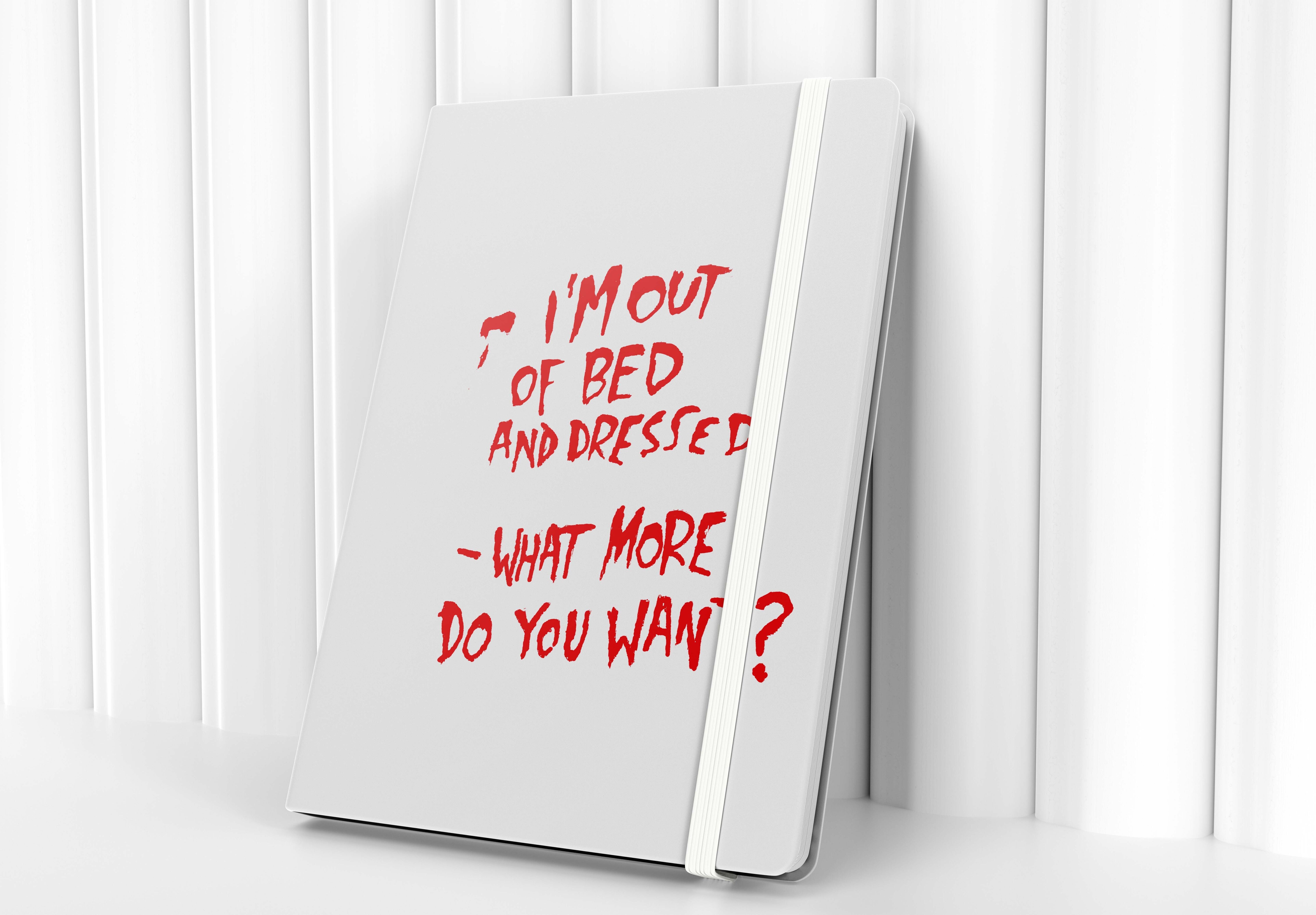 Banksy A5/A6 Notizbuch – Ich bin aus dem Bett