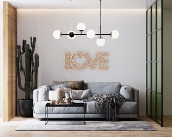 Love Wood Wall Art, cadeau de pendaison de crémaillère, sticker mural géométrique, décoration de la maison 5