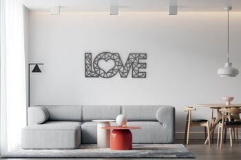 Love Wood Wall Art, cadeau de pendaison de crémaillère, sticker mural géométrique, décoration de la maison 7