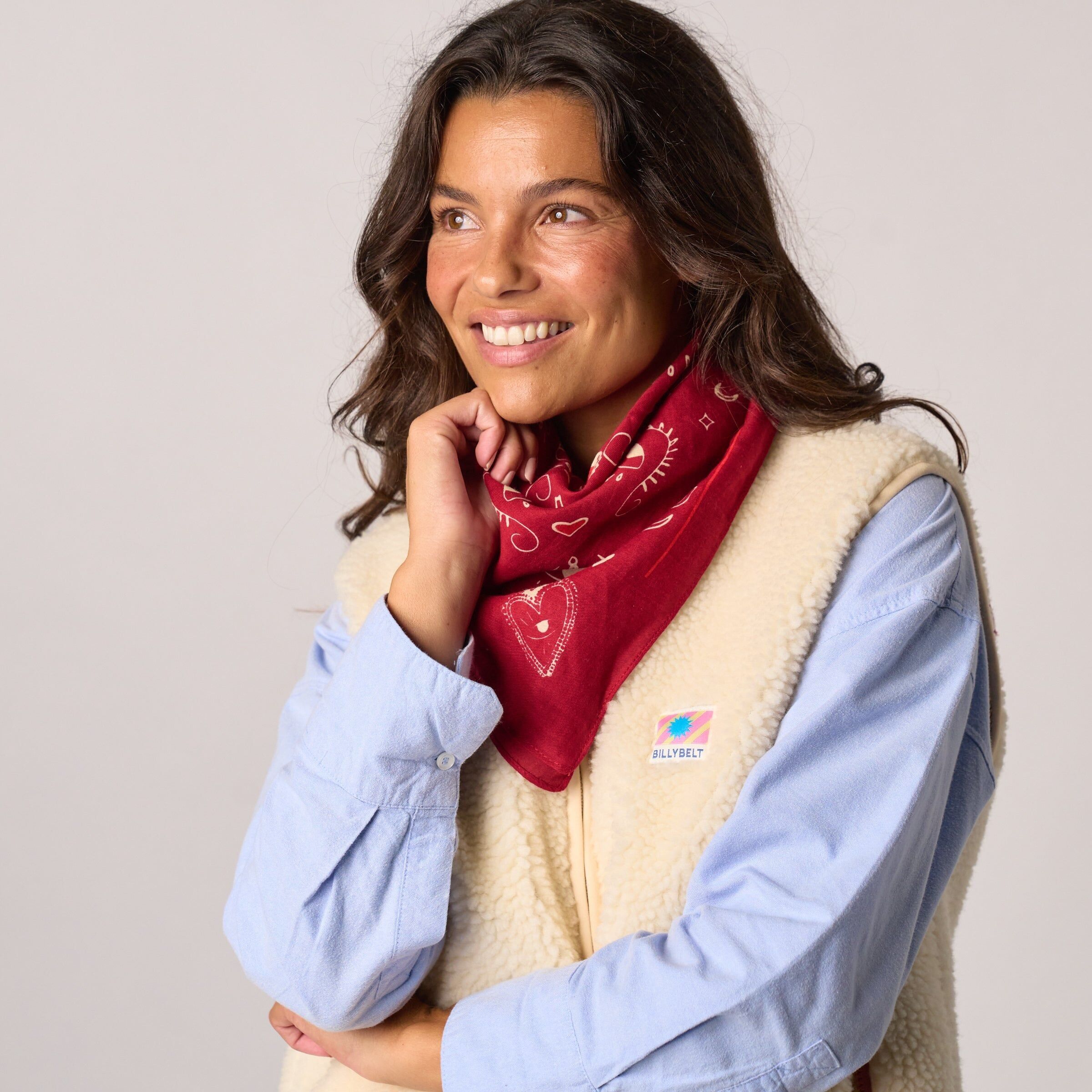 Piccola sciarpa in 100% cotone biologico, Lise - Rosso