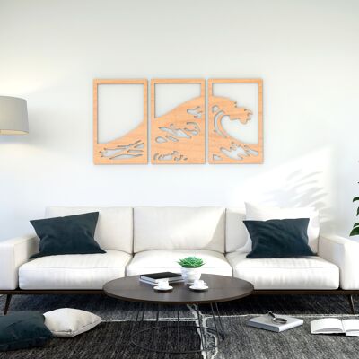 Wave Wall Art, arte della parete in legno, regalo per l'inaugurazione della casa, decorazione in legno