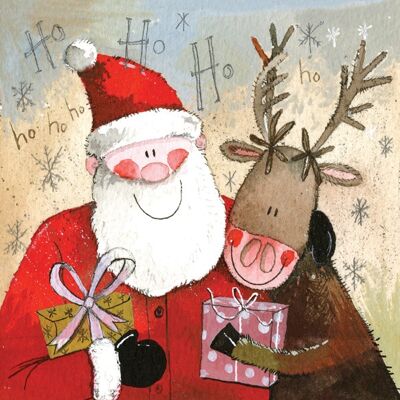 Santa and Rudolph Christmas Card Pack (Pack of 5 Cards)