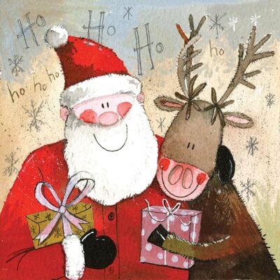 Santa and Rudolph Christmas Card Pack (Pack of 5 Cards)