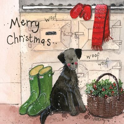 Merry Christmas Dog in Kitchen Card Pack (Pack of 5 Cards)