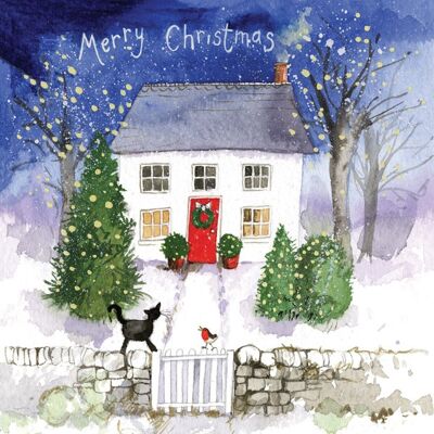 Merry Christmas Cottage Card Pack (Pack of 5 Cards)