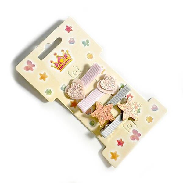 4er-Set Haarspangen mit Herzen und Sternen in verschiedenen Farben