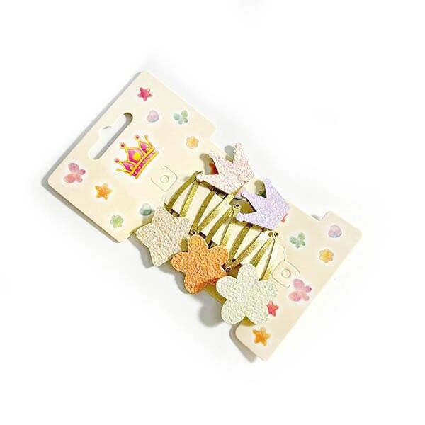 Assorted 5 Hair Clips with Crowns and Flowers in Various Colors