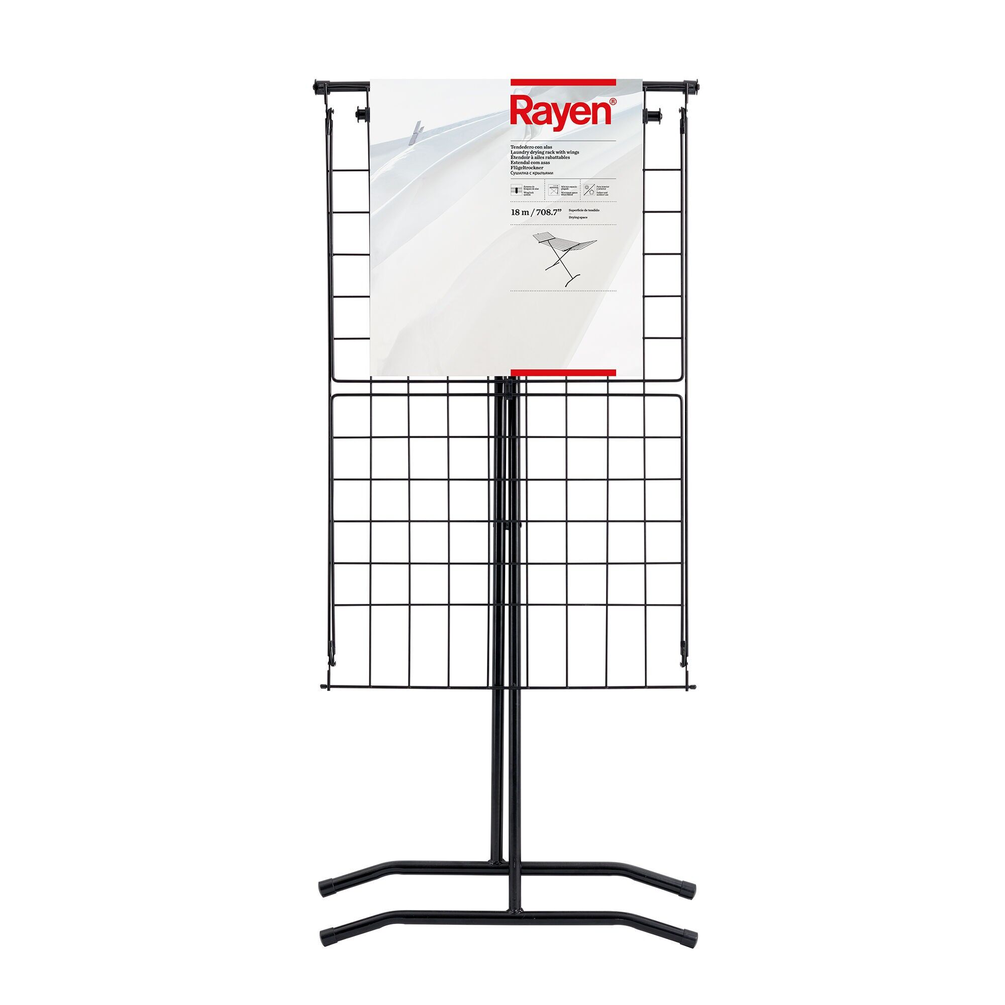 Rayen | Wäscheleine mit Flügeln, 18 m Aufhängefläche, Flügelblocksystem, Faltbare Wäscheleine, für den Innen- und Außenbereich, 162x57.5x104.5