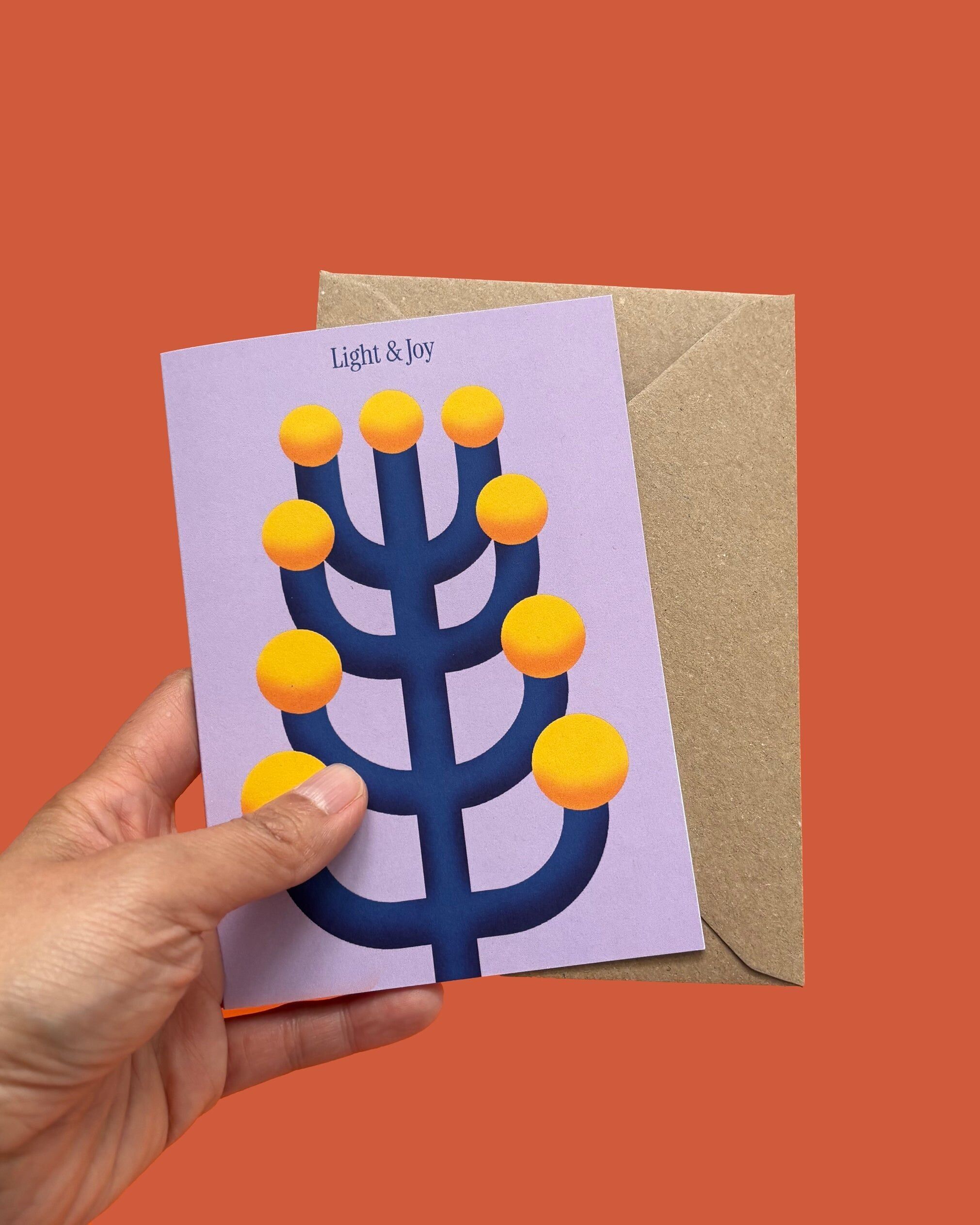 Tarjeta de felicitación con luces festivas