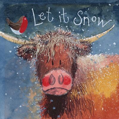 Let It Snow Highland Cow Christmas Card Pack (Pack of 5 Cards)