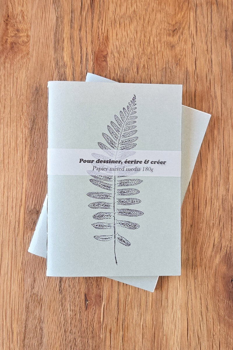 Carnet de poche A6 relié à la main – impression végétale Fougère