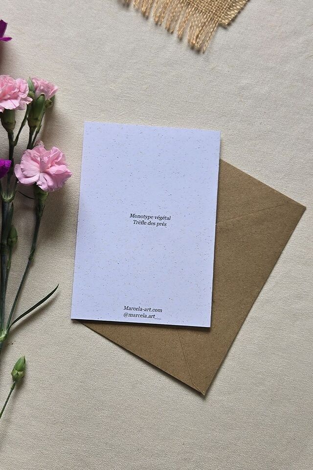 Postkarte - Monotypie „Trèfle des prés“