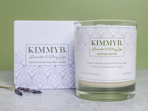 Lavender and Clary Sage - Pure Soy Wax Luxury Boxed Candle