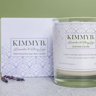 Lavender and Clary Sage - Pure Soy Wax Luxury Boxed Candle