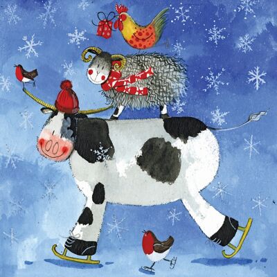 Farmyard Skaters Christmas Card Pack (Pack of 5 Cards)