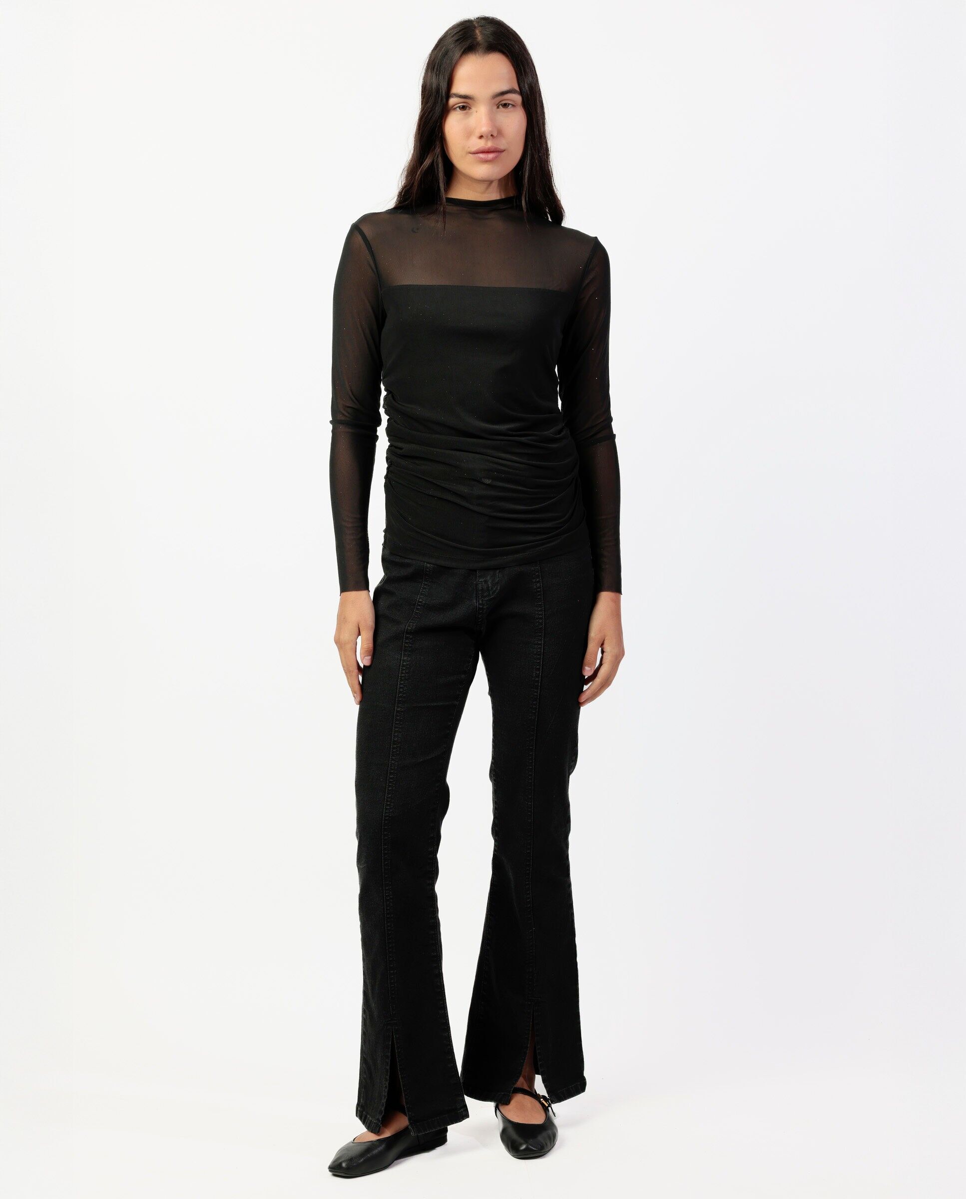 ADMAS Damen Shine Tüll Langarmshirt