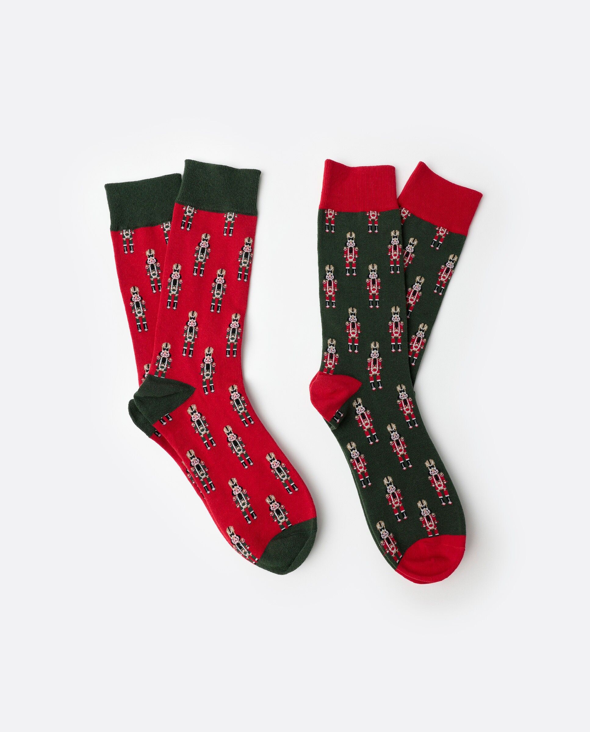 ADMAS Herren-Socken mit Nussknackermotiv, Größe M (2er-Pack)