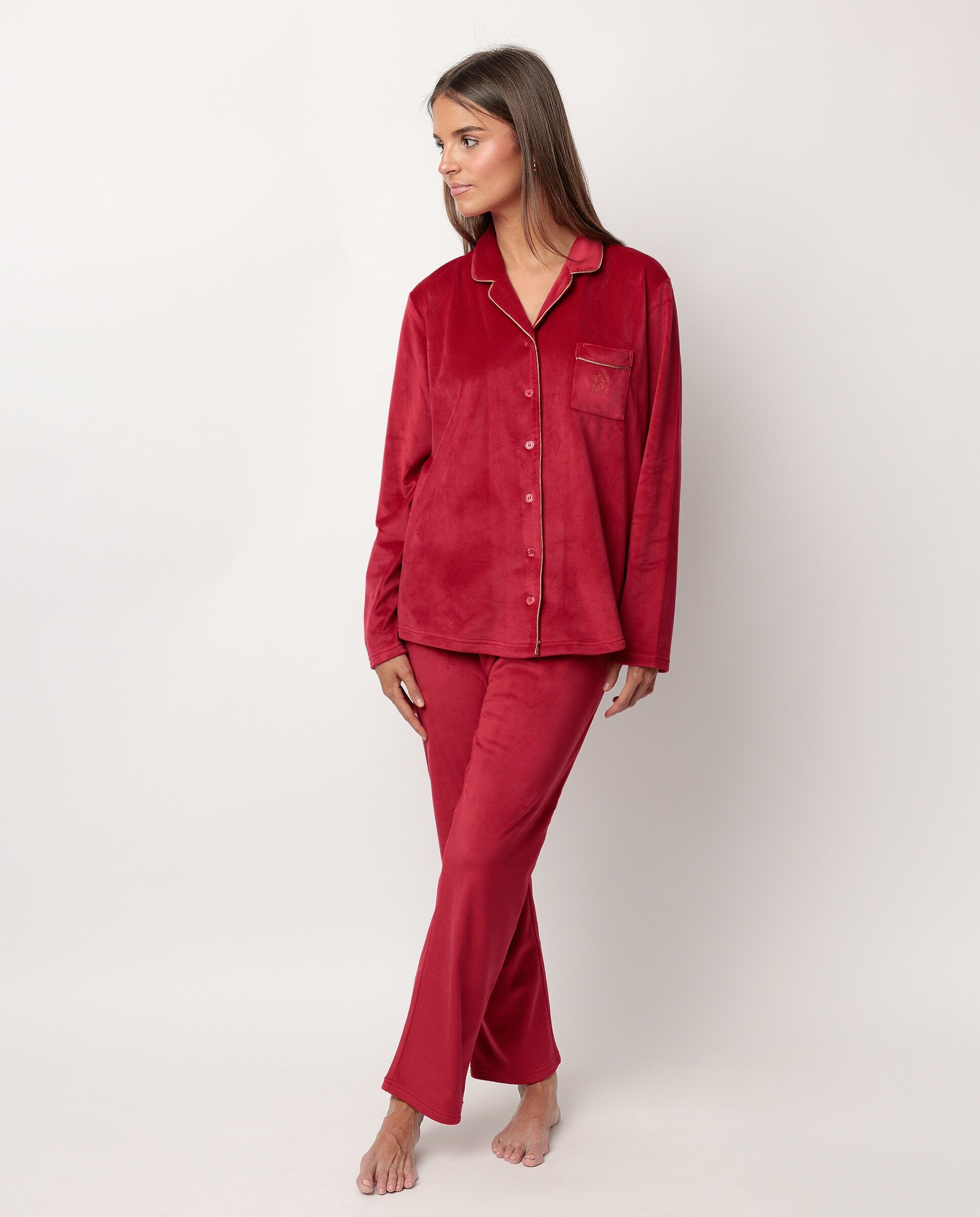 Pyjama classique ADMAS en velours à manches longues ouvertes...