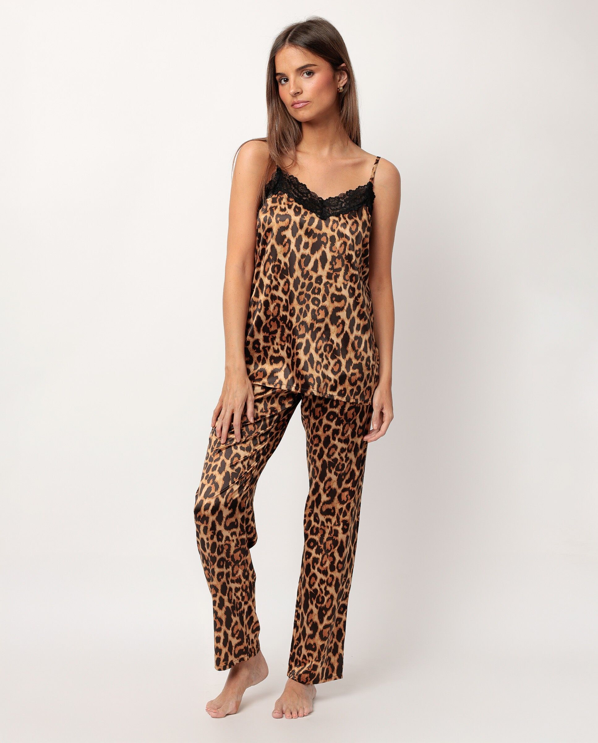 Pyjama à bretelles ADMAS CLASSIC Glam Leopard pour femmes