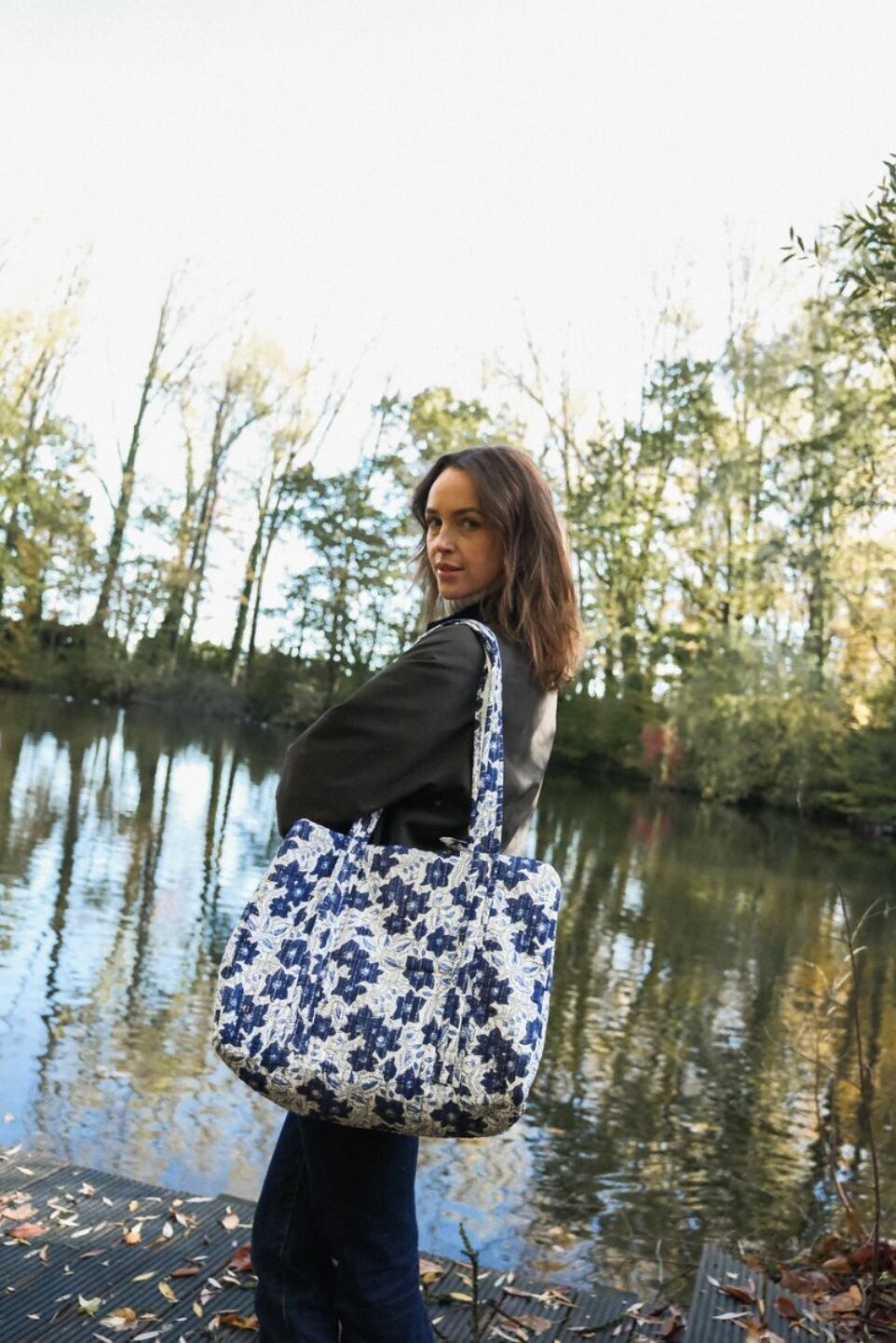 Borsa da weekend in lurex blu