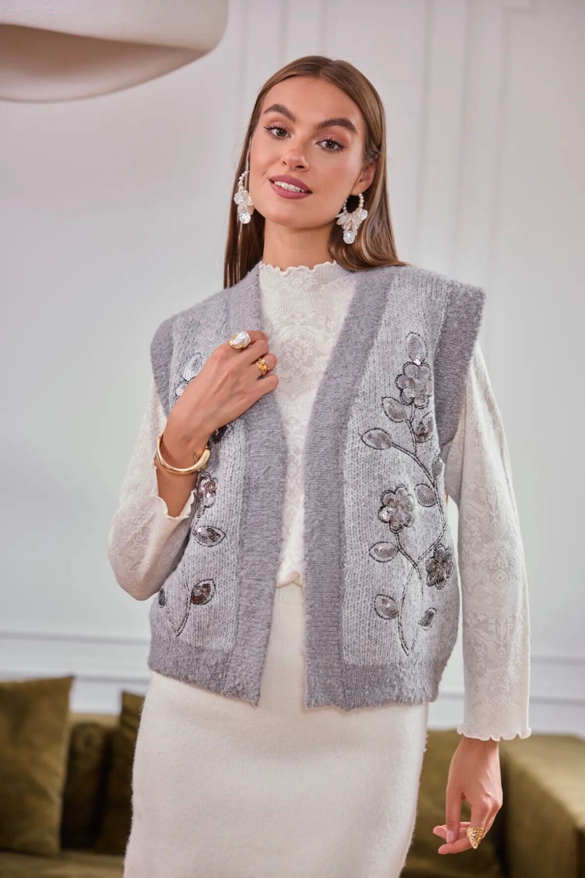 Gilet senza maniche ricamato - 5383