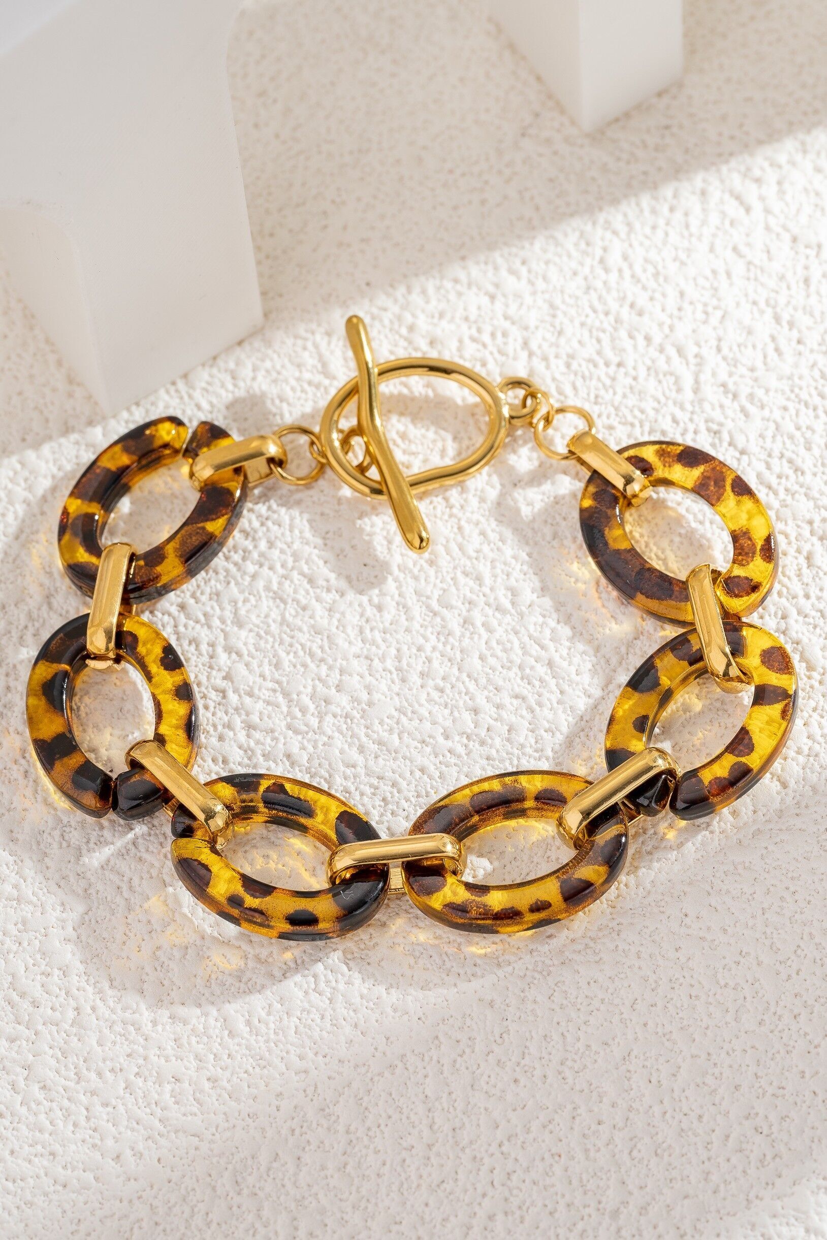 Gold-plated stainless steel resin scale bracelet, link
