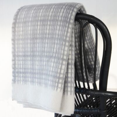 PLAID DARLING EN LAINE D'AGNEAU GRIS/BLANC/GRIS CLAIR