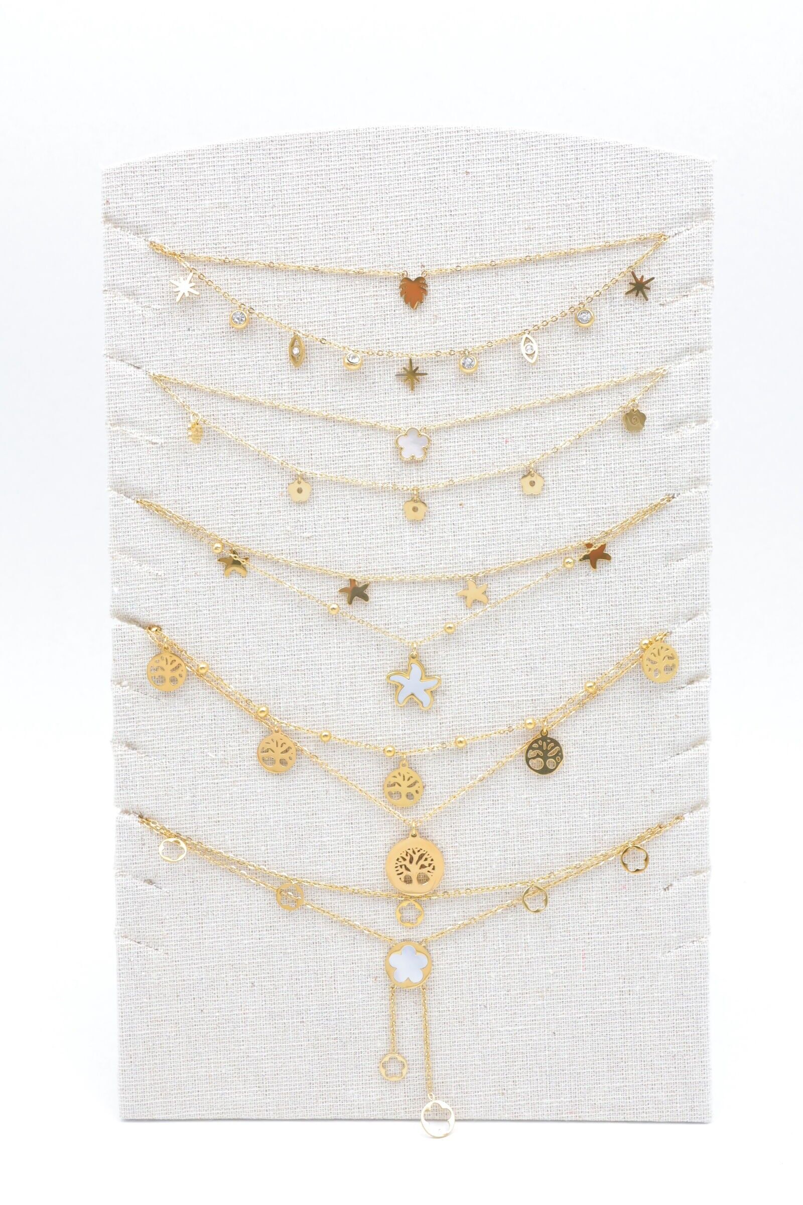 Set di 5 collane in acciaio inossidabile con espositore - PR-COLLIER91