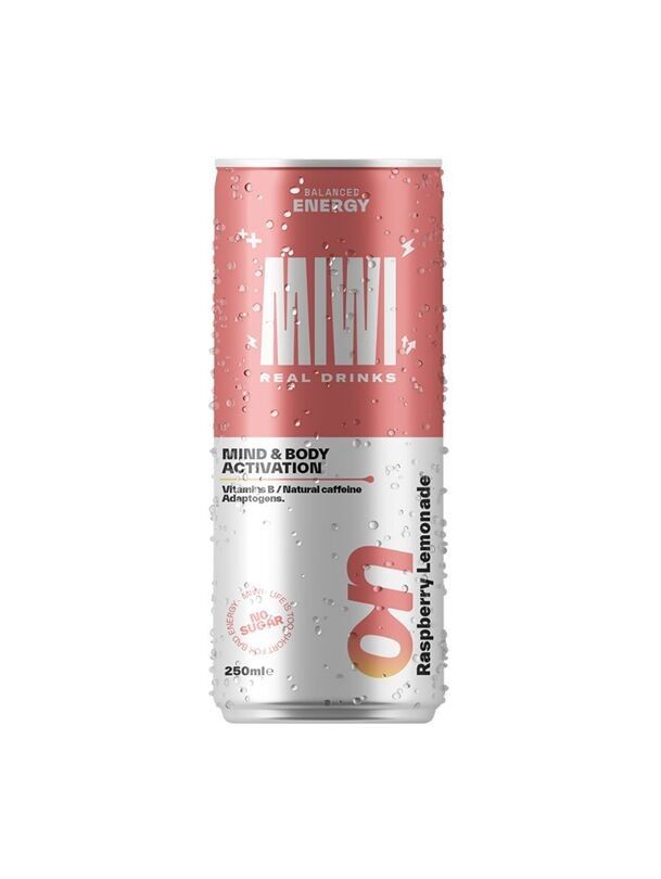 Bevanda analcolica energetica bilanciata, senza zucchero e senza ingredienti artificiali, limonata al lampone