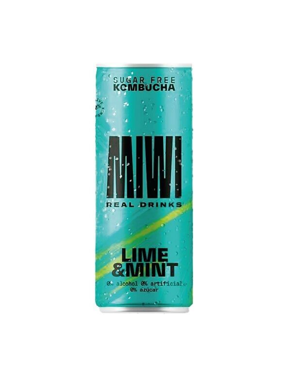 Bevanda Kombucha senza zucchero e senza refrigerazione, lime e menta in lattina
