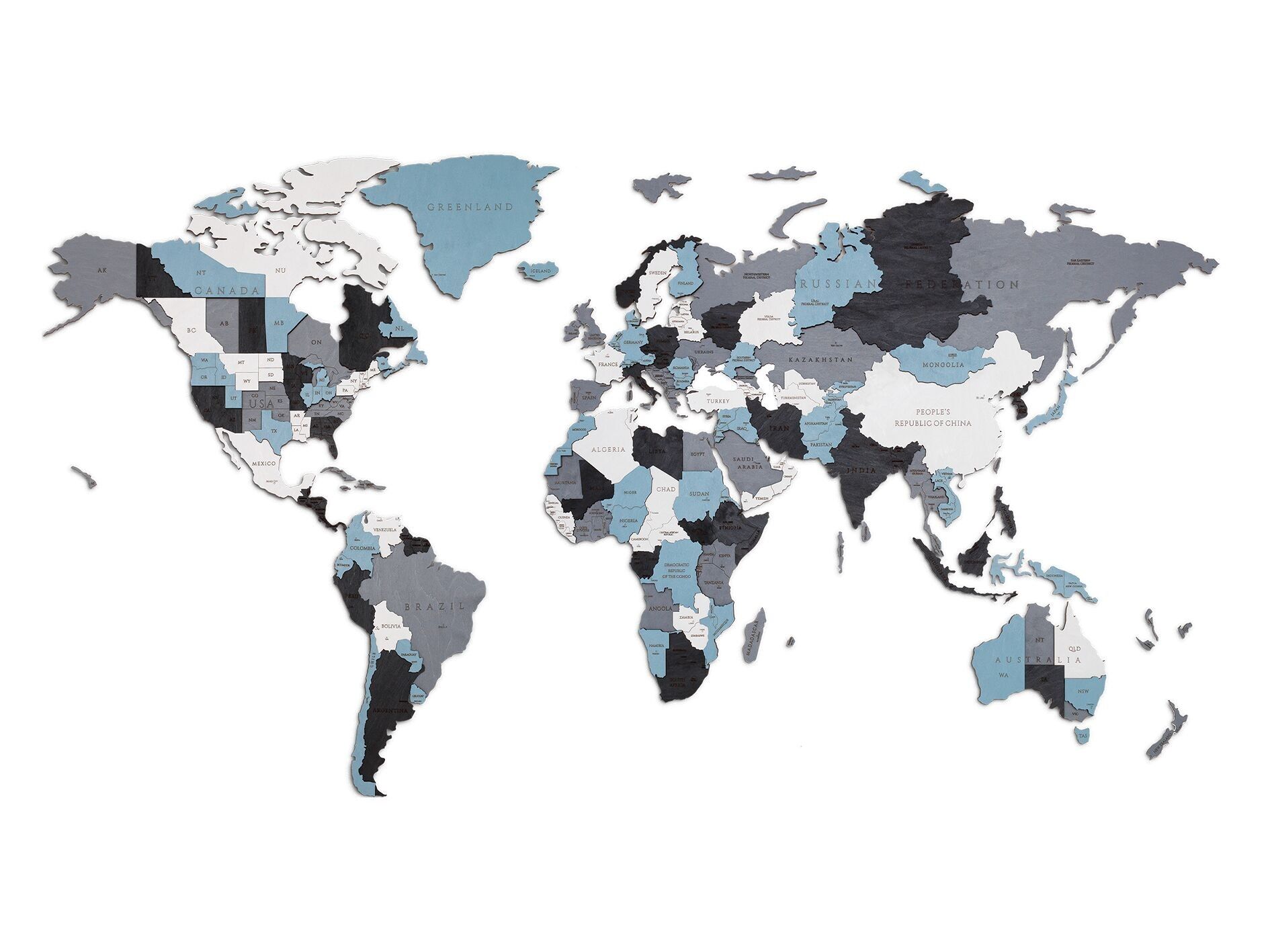Carte du monde murale en bois - Rêves fumants - Taille L (1920*1050mm)