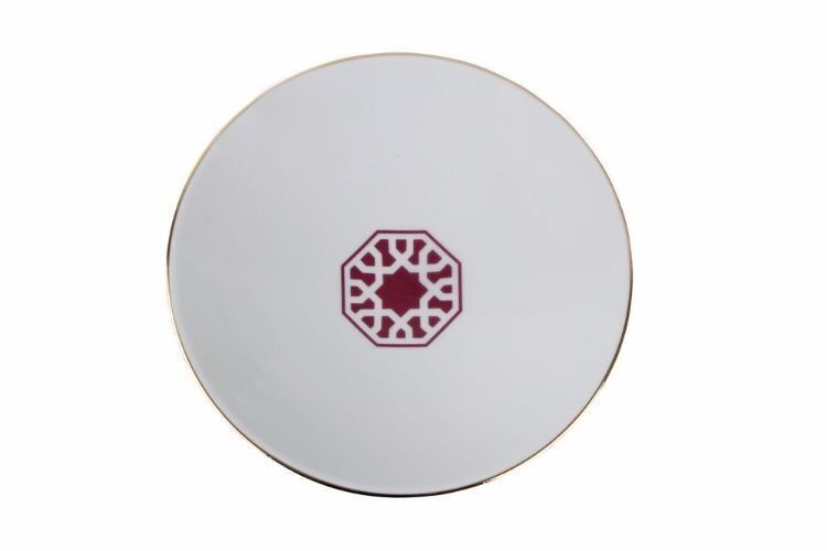 Assiette marocaine creuse blanche et bordeaux 20cm