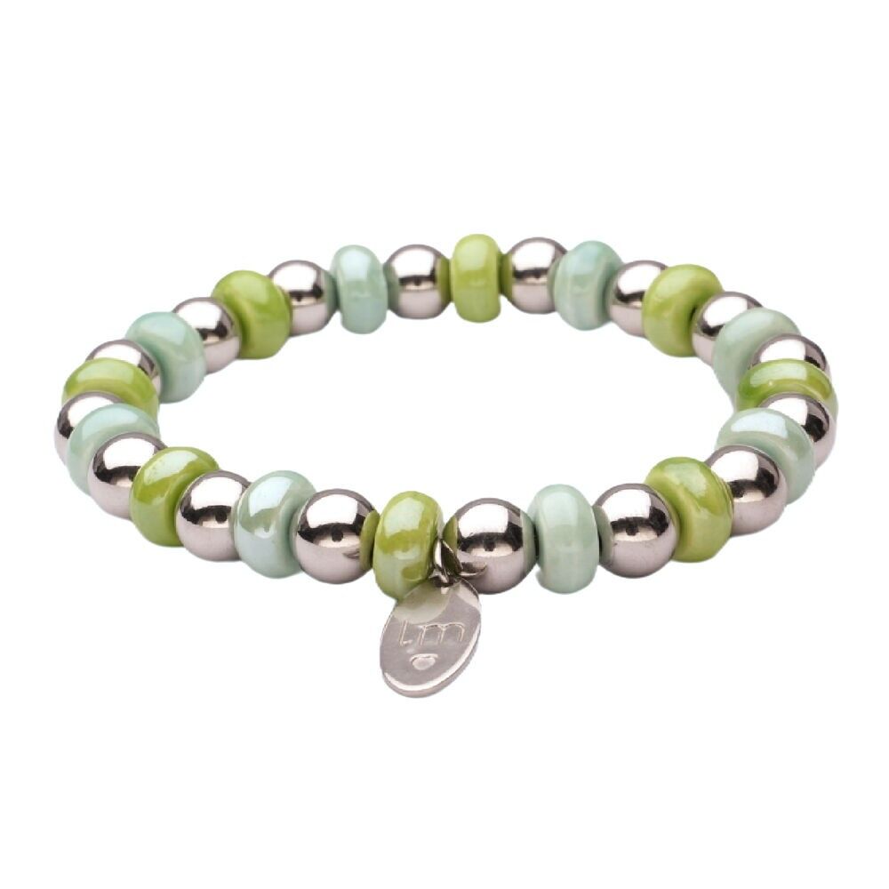 Pulsera LizzyMae de acero inoxidable - plata + menta + verde